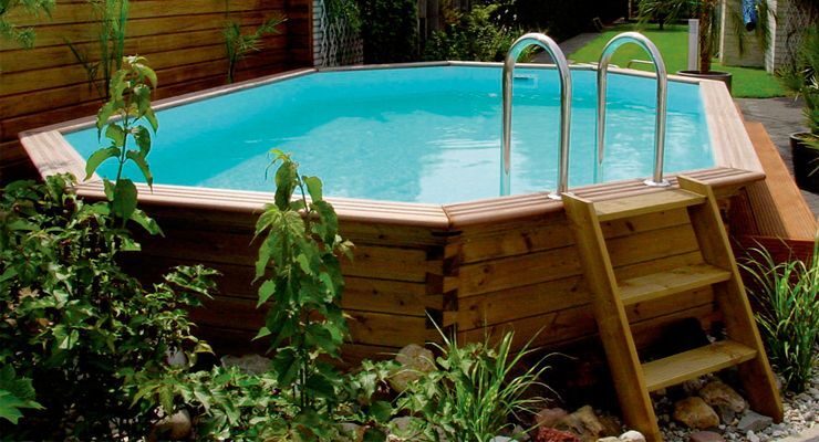 Piscinas desmontables con liner en jardín, diseño elegante y funcional para exteriores